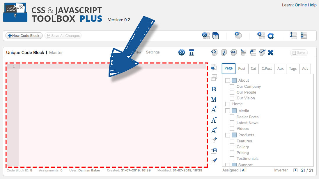 CJT Code Block Editor